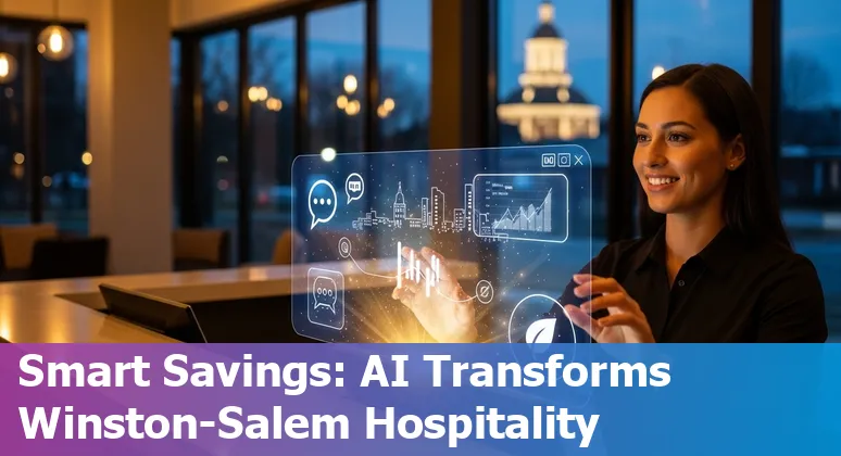 Hotel front desk with AI chatbot kiosk serving guests in Winston-Salem, North Carolina