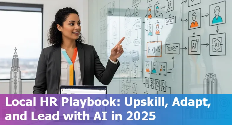 HR professional using AI tools on a laptop in Winston-Salem, North Carolina office, 2025