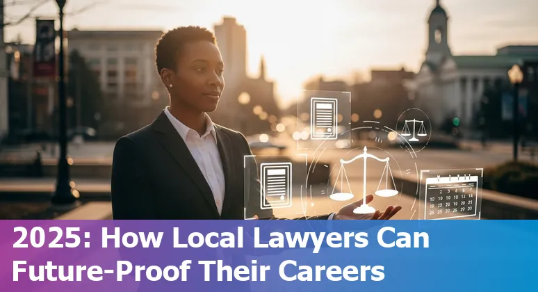 Winston-Salem, North Carolina lawyer using AI tools on laptop with city skyline in background