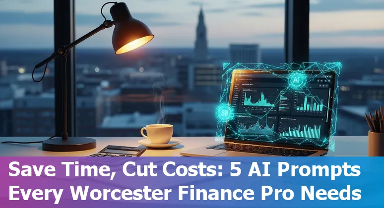 Finance professional in Worcester reviewing AI-generated cash runway chart on a laptop.