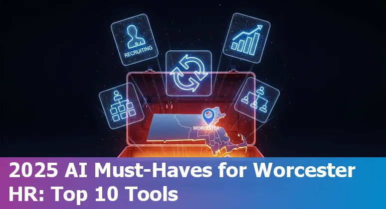 Worcester HR professional using AI-powered dashboard showing hiring, skills, and org charts in 2025.