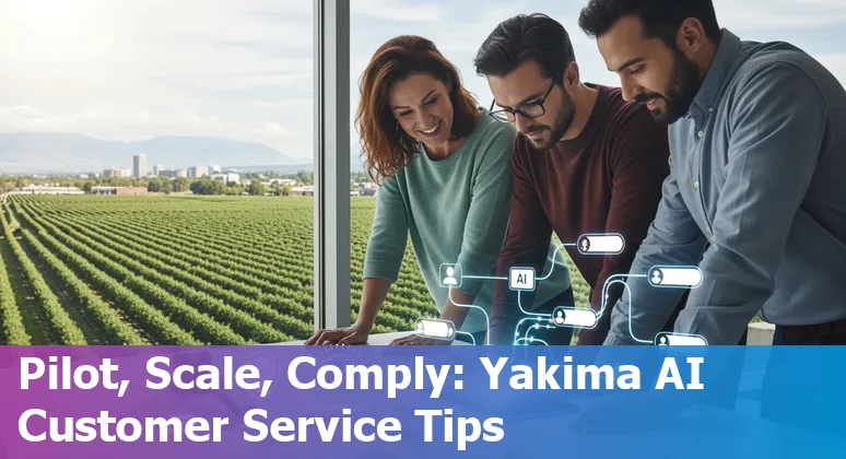 Customer service rep using AI chatbot in Yakima, Washington office, 2025