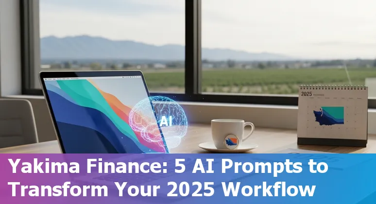 Infographic showing five role-based AI prompts for Yakima finance professionals: Cash Flow Optimizer, Board Summary, Reforecast, AR Prioritization, Audit-Ready Close.