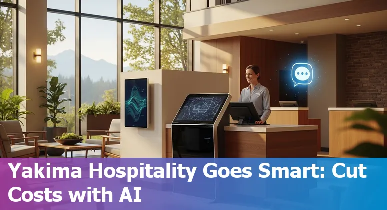 Hotel front desk using AI chatbot and smart sensors in Yakima, Washington, US hospitality setting