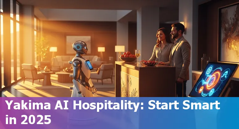Hotel lobby with AI concierge kiosk in Yakima, Washington, USA
