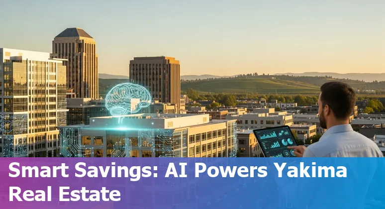 Real estate agent using AI tools on tablet to manage Yakima, Washington property maintenance and listings.