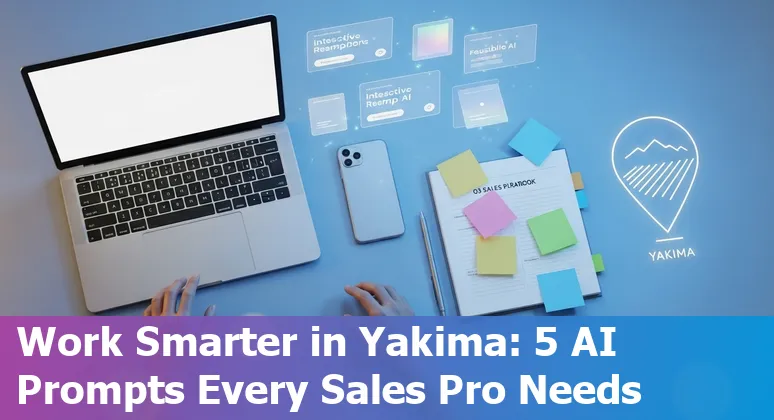 Sales rep using AI prompts on a laptop with Yakima orchards in the background