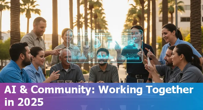 Customer service agent using AI tools for support in Yuma, Arizona skyline background