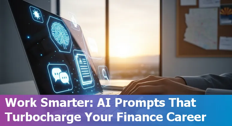 Finance professional in Yuma using AI on a laptop to prepare a resume and elevator pitch for local employers like Plante Moran and Eide Bailly.