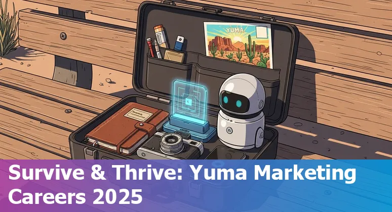 Marketing teamwork with AI tools in Yuma, Arizona: local marketers collaborating with AI on a laptop
