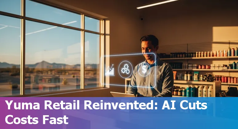 Retail worker using AI dashboard to cut costs and improve efficiency in Yuma, Arizona, US